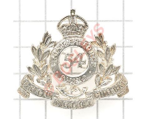 Indian Army. 54th Sikhs FF Officer’s 1913 Birmingham hallmarked silver cap badge. Die-cast crowned quoit “Frontier Force Sikh
