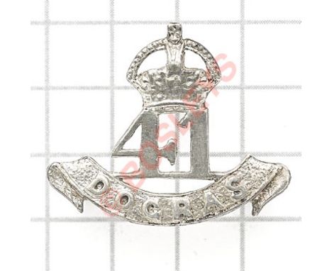 Indian Army. 41st Dogras Officer’s cap badge circa 1903-22.Cast native silver. Crowned “41” resting on “Dogras” scroll. (Cox 