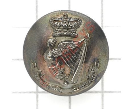 Irish. North Tipperary Militia Victorian Officer’s silvered tunic button.Crowned Maid of Erin Harp on “North Tipperary” bi-pa