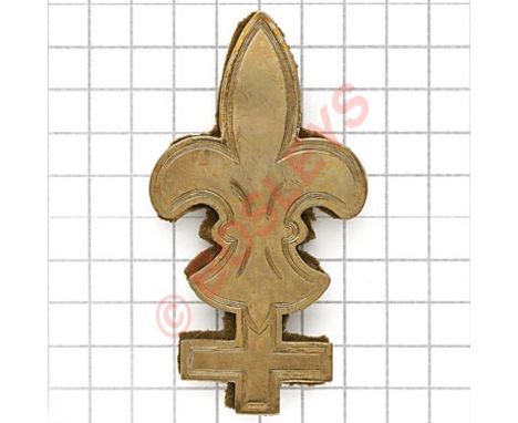Sergeant and 1st Class Army Scout large brass arm badge circa 1905-21.Die-cast Fleur-de-lis with additional bar below.LoopsVG