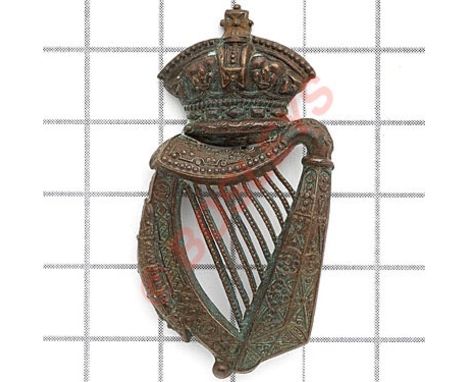Royal Irish Reserve Regiment Boer War OR’s blackened brass cap badge.Scarce die-stamped Imperial crowned Harp. (KK 1132) Loop