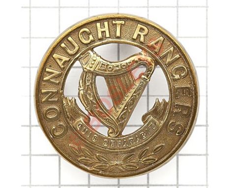 Irish. Connaught Rangers OR’s helmet plate centre 1881-1914.A good die-stamped brass example.Four loopsVGC