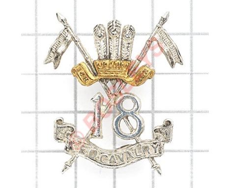 Indian Army. 18th King Edward's Own Cavalry Officer's cap badge circa 1922-43.A good British made die-cast silver and gilt ex