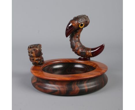 A YZ for Dunhill ashtray and match holder, by Henry Howell &amp; Co, featuring a stylised bird to the rim. Stamped to the und