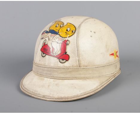 A vintage Everoak scooter helmet featuring an Esso decal, size approx. 19x28cm.