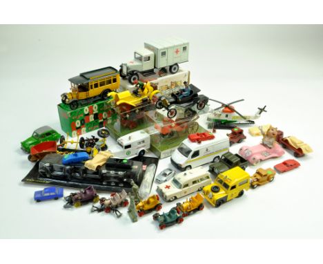 Large quantity of misc diecast issues. Various makers. Rio, Brumm, Corgi and others. Some boxed. Fair to Excellent.