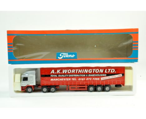 Tekno 1/50 diecast truck issue comprising ERF Curtainside in the livery of A K Worthington. Excellent, complete with very goo