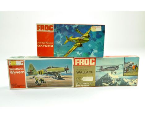 FROG 1/72 Plastic Model Aircraft Kit group comprising Westland Wyvern, Westland Wallace and Airspeed Oxford. Complete. Excell