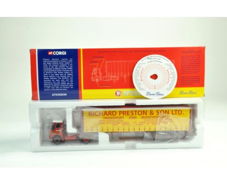 Corgi 1/50 diecast truck issue comprising No. CC12505 Atkinson Borderer Tautliner in the livery of R Preston. Complete with c