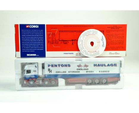 Corgi 1/50 diecast truck issue comprising No. CC12918 Scania Topline Fridge Trailer in the livery of Pentons Haulage. Complet