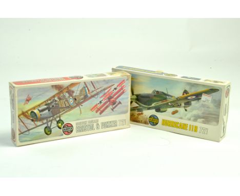 Airfix 1/72 plastic aircraft model kit comprising Dogfight Doubles Bristol and Fokker plus Hurricane IIB. Ex trade stock, hen