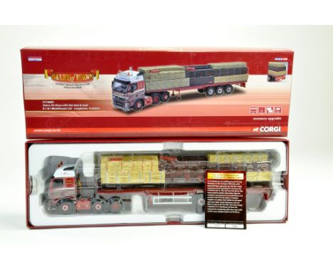 Corgi 1/50 diecast truck issue comprising No. CC14025 Volvo FH Flat bed Trailer and Load in the livery of RJ Minkhouse. Compl