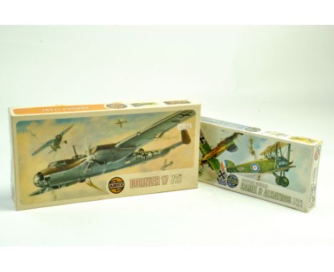 Airfix 1/72 plastic aircraft model kit comprising Dogfight Doubles Camel and Albatros plus Dornier 17. Ex trade stock, hence 