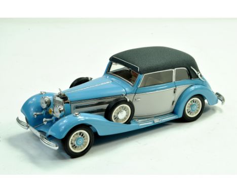 CMC (Germany) 1/24 Precision Detail diecast model comprising Mercedes 540K Closed Top Cabriolet in blue. Appears Excellent. (