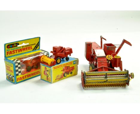 Playart Combine Harvester (Claas) Boxed plus Corgi Massey Ferguson 760 and Matchbox No. 65. Generally fair to excellent with 