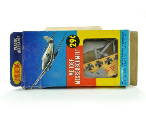 Lindberg plastic model aircraft kit of ME109F. Appears complete.