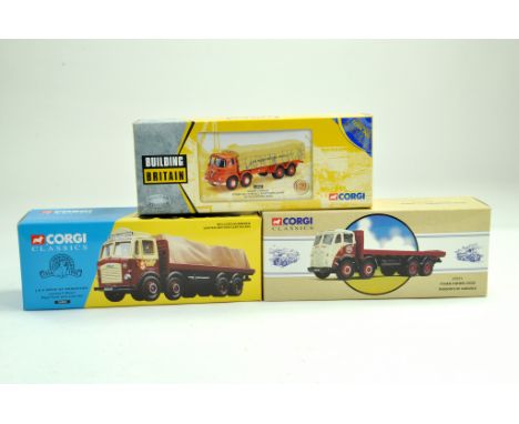 Corgi 1/50 diecast truck issues comprising No. 13905 Foden S21 Sheeted Platform, Rugby Cement, No. 97971 Foden 8 Wheeler ,Rob