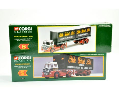 Corgi 1/50 diecast truck Eddie Stobart issues comprising No. 14301 Foden S21 Artic Trailer plus No. 13601 Foden 21 Mickey Mou