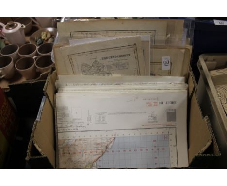 A COLLECTION OF 15 ORDNANCE SURVEY MAPS OF BRITAIN, together with 19 smaller maps to include Brecknockshire, Westmorland, Her