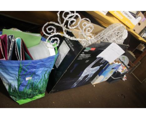 A COLLECTION OF A4 FOLDERS, A LIGHT UP CHRISTMAS REINDEER ETC