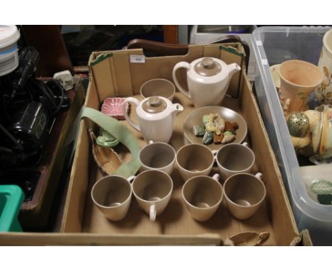 A TRAY OF MAINLY POOLE POTTERY  (TRAY/S NOT INCLUDED)