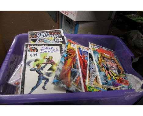 A LARGE TRAY OF MISCELLANEOUS COMICS, to include Electropolis, Cross Overs, Suicide Risk, Sea of Stars, Gate Crasher etc (TRA