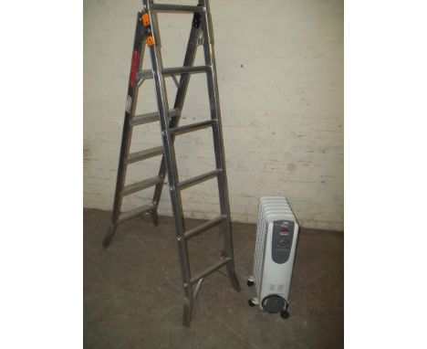  AN ALUMINIUM 3 IN 1 STEP LADDER AND AN OIL FILLED RADIATOR