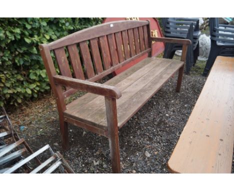 A hardwood garden bench