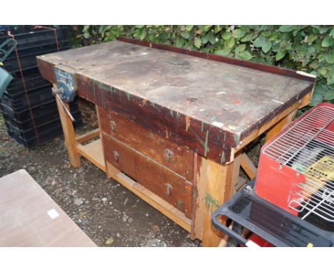 A work bench with fitted vice