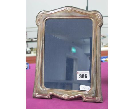 A Modern Hallmarked Silver Mounted Rectangular Photograph Frame, RC, Sheffield 1993, on navy blue plush easel back, overall h
