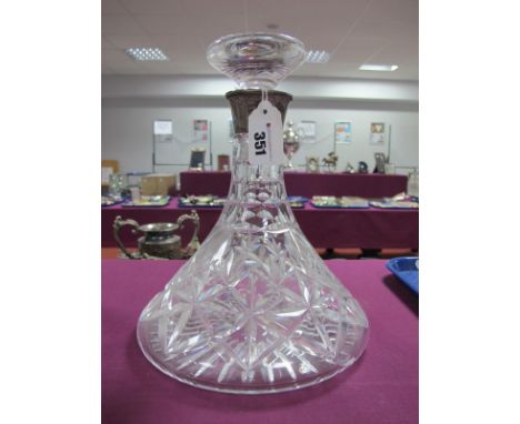 A Modern Hallmarked Silver Collared Ship's Decanter, P&amp;S Birmingham 1981, 24cm high.