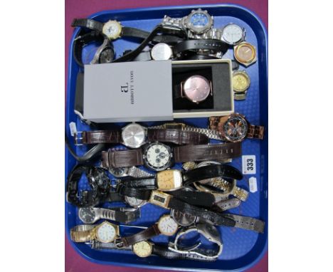 A Collection of Assorted Gents Wristwatches, including Adidas, Rado, Timex, Rotary, Slazenger etc:- One Tray
