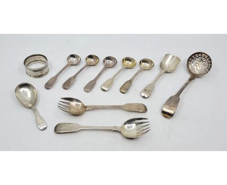 A William IV silver fiddle pattern sifting spoon, by Mary Chawner, London 1834, together with a Victorian silver fiddle patte
