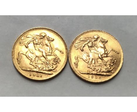 George V 1911 & 1925SA Sovereigns Please note this item is at our Derbyshire saleroom, DE65 6LS  