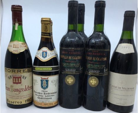 A mixed case of 12 bottles of red wine. To include 3 x bottles of 1996 Gran reserve Castillo de Calatrava.