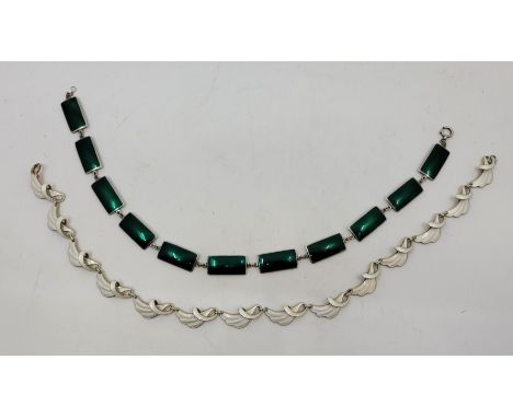 A Norwegian silver gilt and white guilloche enamel choker necklace, each link stamped "Norway Sterling 925 S", length 36.5cm,