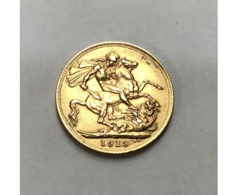 A George V 1913 Sovereign Please note this item is at our Derbyshire saleroom, DE65 6LS  