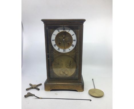 A 19th cent brass mantle clock with subsidiary dials&nbsp;