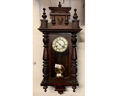 German 8 day striking wall clock with enamel dial