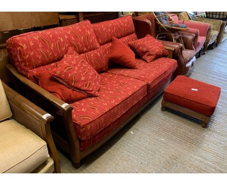 Bergere style Ercol 2 seater settee with matching footstool