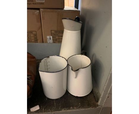 Enamel jugs, Polaroid camera, ceramics etc