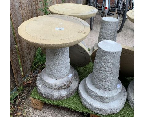 Granite sundial compass garden ornament x 2