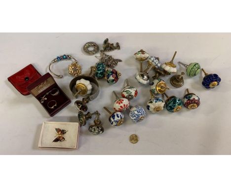 Box of ceramic door knobs etc