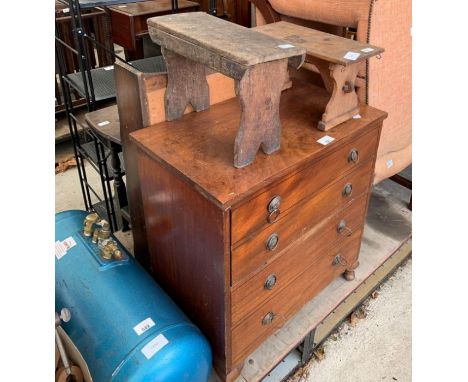 Commode cabinet, 2 stools, small bookcase, folding side table