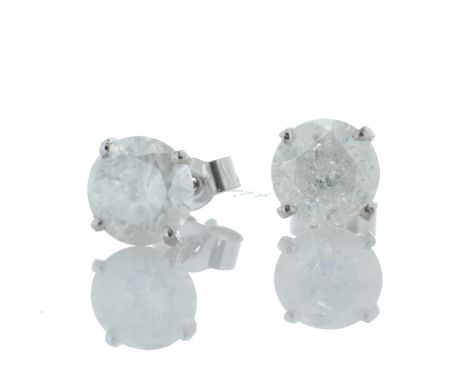 Two round brilliant cut diamonds with a total diamond weight of 2.04 carats are set in these classic 9ct white gold studs. It