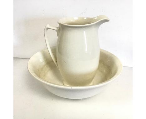 An early 20thc creamware basin and ewer set (26cm x 24cm x 15cm)