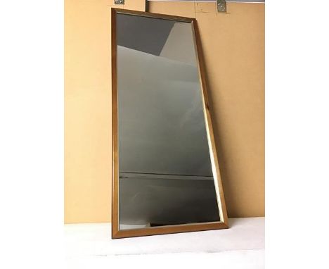 A modern wall mirror with wooden frame (92cm x 39cm)