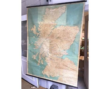 An Automobile Association wall map showing the Motorways of Scotland, c.1947 (185cm x 143cm)