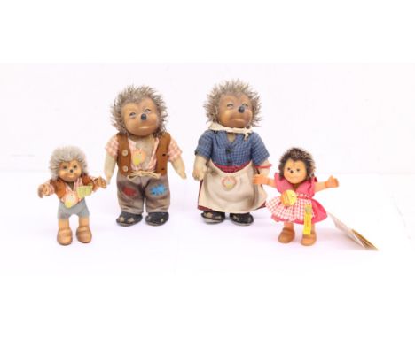 Steiff: A collection of four Steiff hedgehogs to include: Micki, Mecki, Macki and Mucki. Generally in good order, some fading