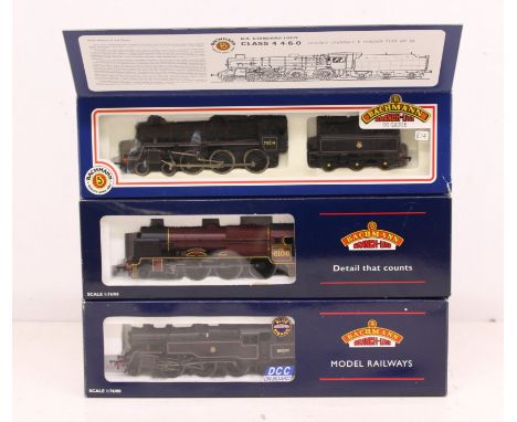Bachmann: A boxed Bachmann, OO Gauge, 4MT Standard Tank 80009 BR Black Lined Early Emblem, Reference 32-350DC. Together with 